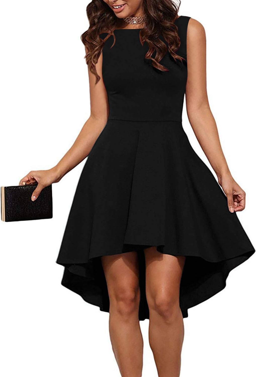 Women's Halter Sleeveless High and Low Cocktail Dresses