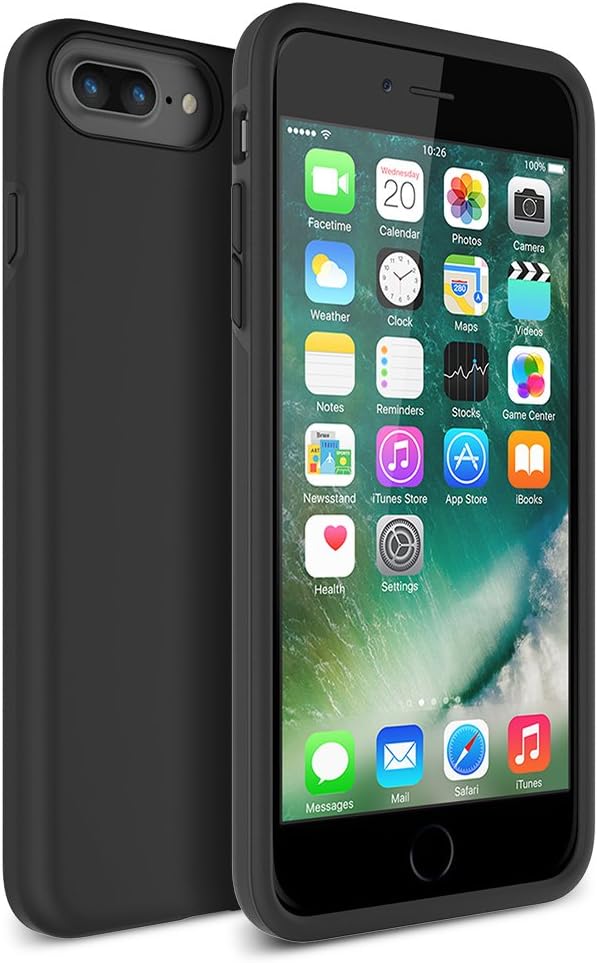 Maxboost iPhone 7 Plus Case, [DuraSLIM Series] Heavy-Duty Dual-Layer Soft Touch Protective Cases Cover [Black] Soft TPU Bumper Hard Solid Polycarbonate Back Cases for Apple iPhone 7 Plus 2016