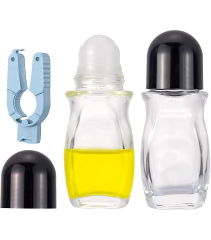 Lot 2 Flacons Roll-On Vide 50 Ml Verre - Bille Plastique Anti-Fuite, Bouchon Blanc, Pour Huiles Essentielles & Parfums Rechargeables