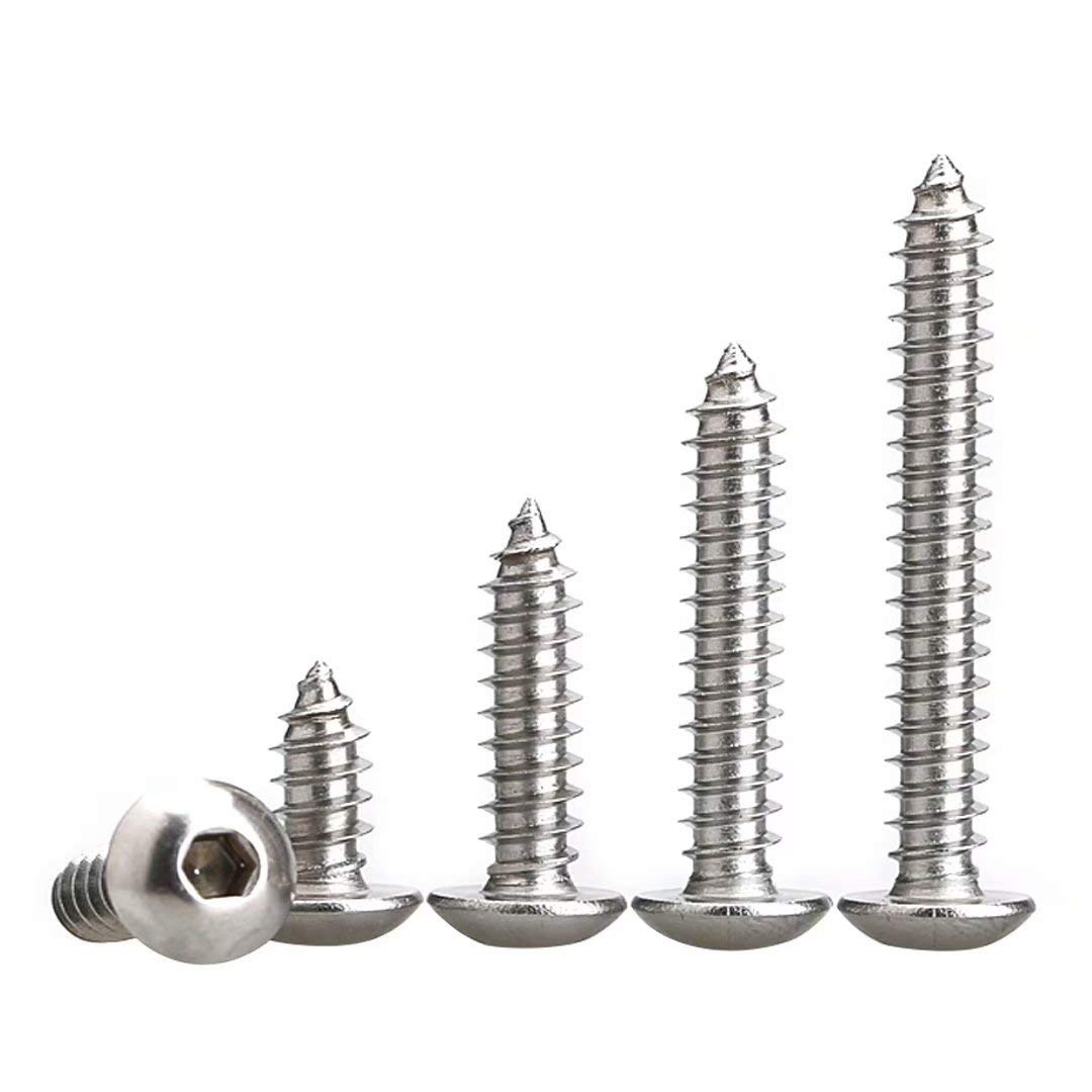 XIZONLIN Hex Socket Cap Round Head Screw Self-Tapping Screws Stainless Steel Wood Screws, M4*25mm,20pcs
