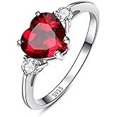 Yaresul 2.25ct Created Gemstone Ring for Women 925 Sterling Silver Heart Cut 8 * 8mm Cubic Zirconia Birthstone Ring for Engagement Anniversary Size 5-10