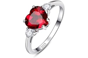 Yaresul 2.25ct Created Gemstone Ring for Women 925 Sterling Silver Heart Cut 8 * 8mm Sapphire/Emerald/Amethyst/Cubic Zirconia Ring Birthstone Ring for Engagement Anniversary Valentine's Day Size 5-10