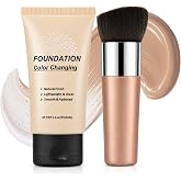 ZHISHUDL Color Changing Foundation for Mature Skin - 02 Medium | Self Adjusting Full Coverage Hydrating &amp; Lightweight Foundation Makeup for Older Women,Includes Brush