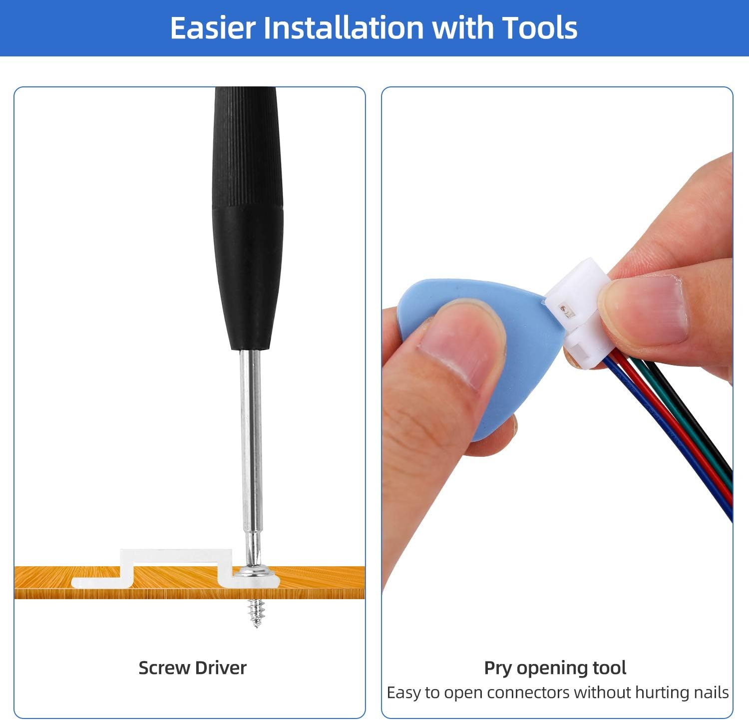 LED Strip Light Connector Kit, Led Strip Accessories Set for 5050 4 Pin 10mm RGB Led Light Strips with Connectors Clips and Tools - - 