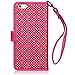 iPhone 6S Plus Case, Terrapin [Pink] [Etched Floral Pattern] Textured PU Leather Wallet Case with Card Slots ID Window Cash Compartment and Detachable Wrist Strap Case for iPhone 6 Plus / 6S Plus - Pink