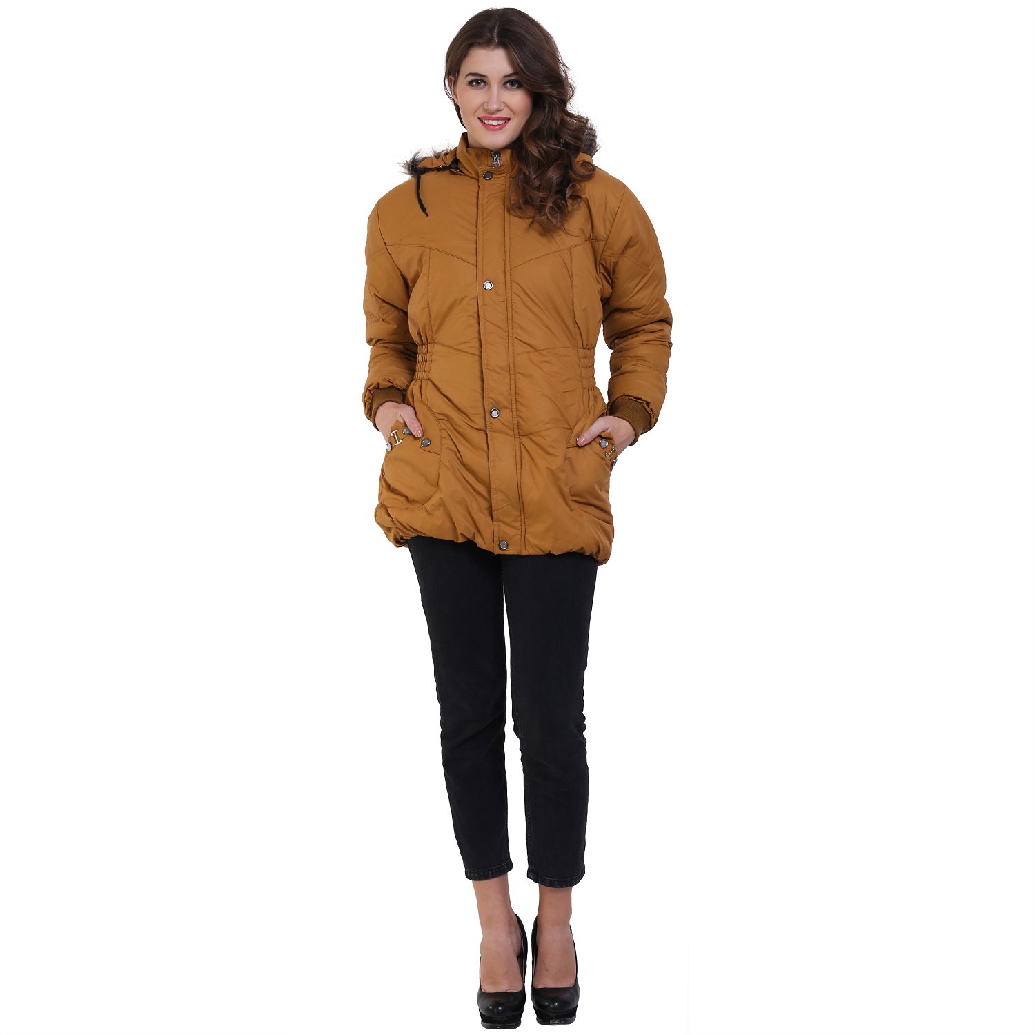 derbenny mustard nylon jacket for women