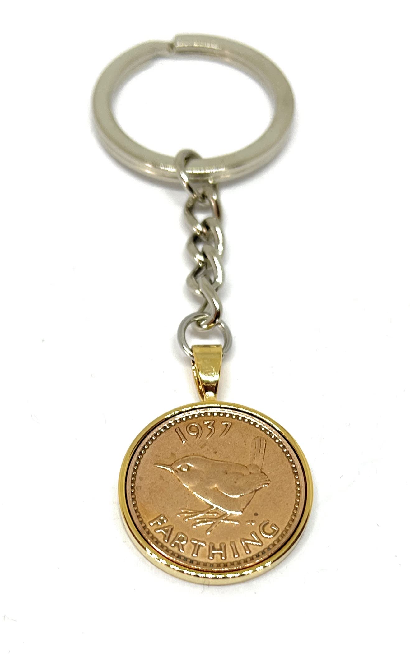 1937 89th Birthday Keyring Farthing Keyring Mum, Dad, Brother, Sister- 89th Birthday-Farthing Coin Keyring, Farthing Coin, 89th Anniversary GLD