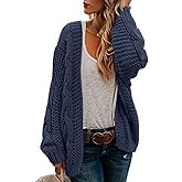 Ferrtye Womens Oversized Chunky Open Front Cardigan Sweaters Cable Knit Long Sleeve Cardigans Outwear Coats