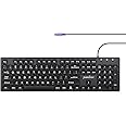 Perixx PERIBOARD-117P Wired PS2 Full Size Keyboard - Big Print Letters - Black - US English