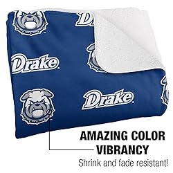 Drake University Logo Pattern Sherpa Blanket, Warm