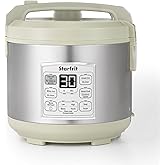 Starfrit Low Carb Rice Cooker - 14 Cups - Stainless Steel Low Carb/Steamer Basket - 7 Preset Functions - 500W