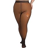 VivaCurve Plus Size Fleece Lined Tights Women Fake Translucent Warm Pantyhose Sheer Thick Thermal Leggings for Winter