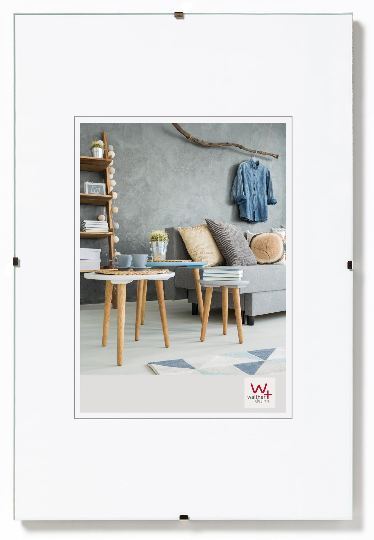 walther Design Picture Frame Antireflective Glass 18 x 24 cm Frameless Picture Holder RB824A