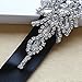 Silver Crystals Sash Handmade Bridal Belt Black Sashes Rhinestone Crystal Beads Belt Wedding Dress Belt Embellishment