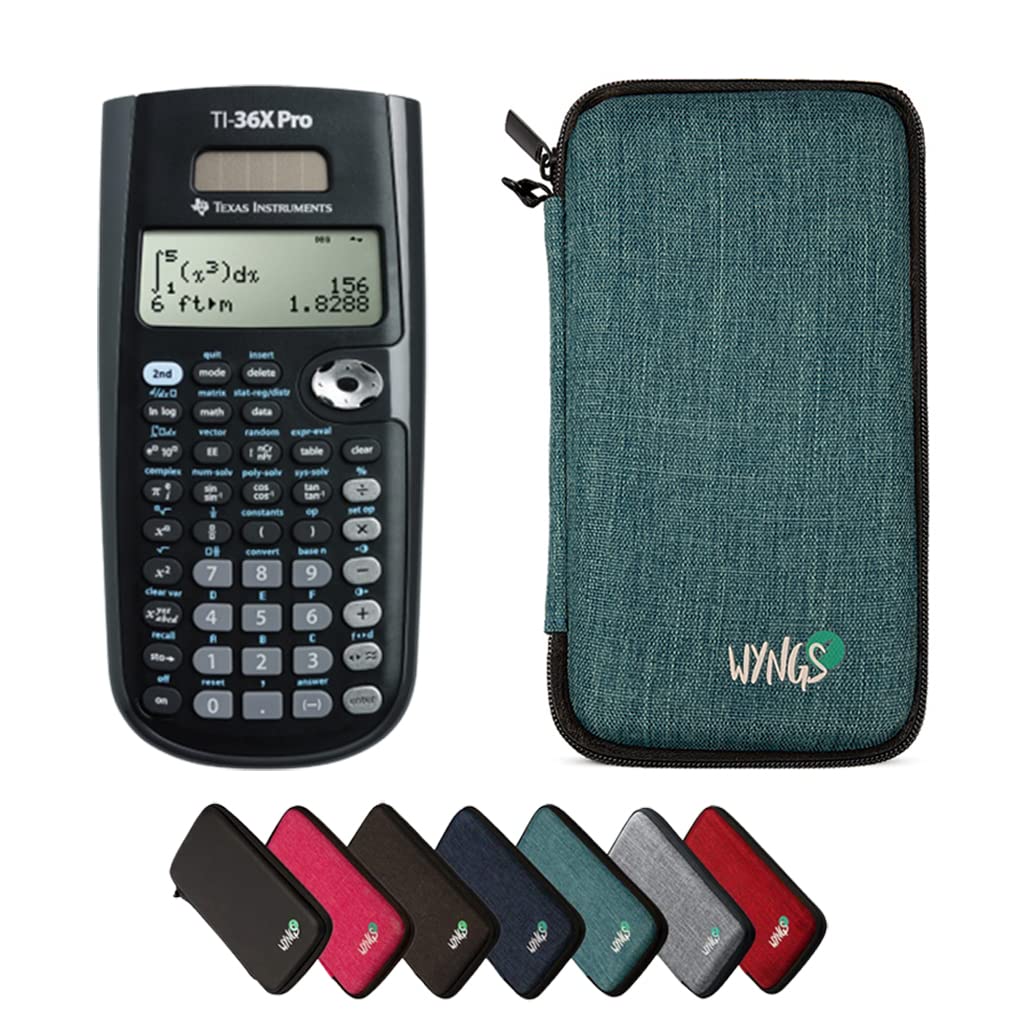 CALCUSO Economy Pack: TI 36 X Pro Scientific Technical Calculator + WYNGS Protective Case Turquoise + Extended Warranty by CALCUSO