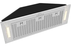 Akicon Range Hood Insert/Built-in 36 inch,Ultra Quiet Powerful Vent Hood with LED Lights, 3 Speeds 600 CFM, Stainless Steel