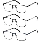 LKEYE Progressive Multifocus Reading Glasses Men No Line Multifocal Transition Blue Light Readers Metal Wide Frame Eyeglasses