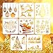 Christmas Stencils for Painting on Wood - 18 Pack Merry Christmas Sign Stencil Templates with Letters and Patterns, Reusable Plastic Stencils for Wood Burning & Wall Art