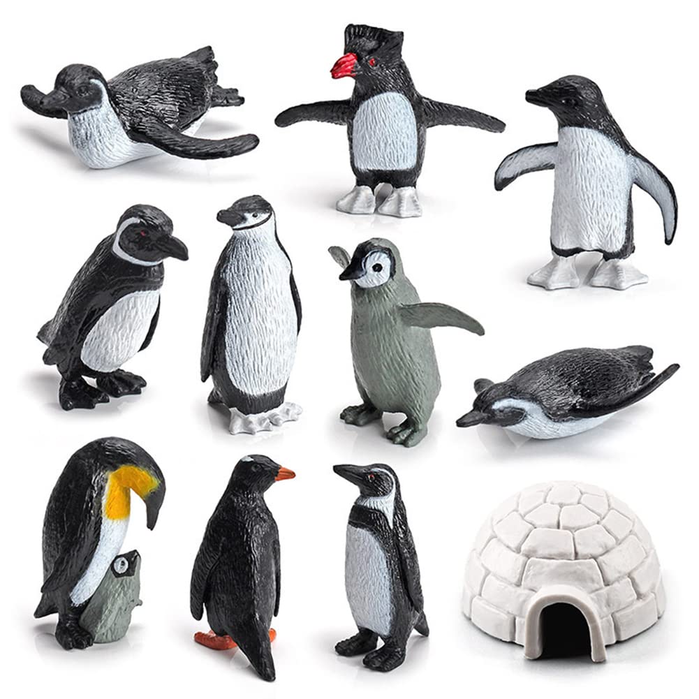 JAWSEU Plastic Penguins Animal Figure Toy Set, Mini Realistic Arctic Figures Animal Figures Toys, Penguin Figure Model Preschool Kids Toy Home Decor (xingJY0003079)