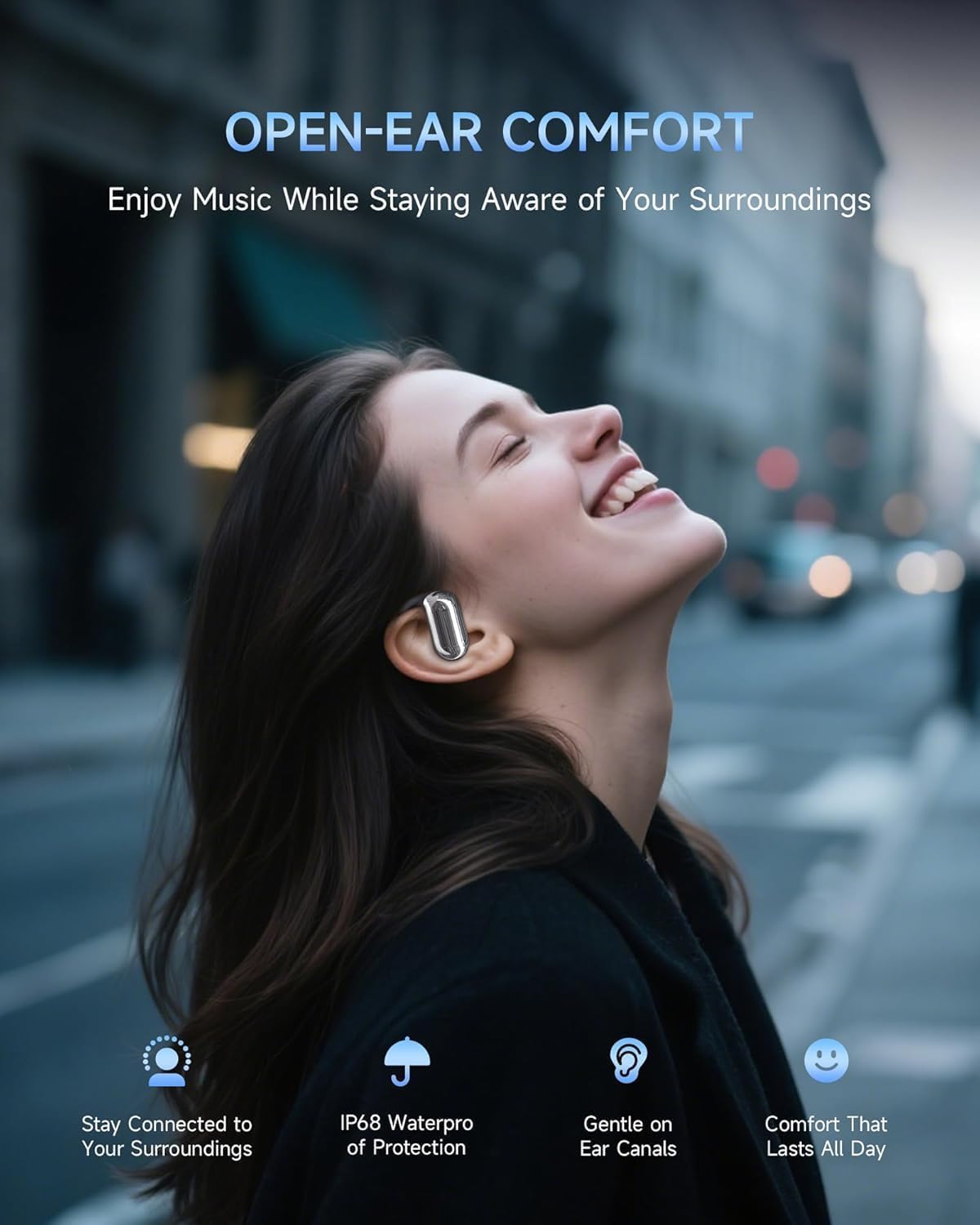MAIJOFO AI Translation Earbuds Real Time, 144 Language Translator Earbuds OWS 4-in-1 Translation Headphones, Fit iOS and Android, Ideal for Travel Business Learning（Ink Black）