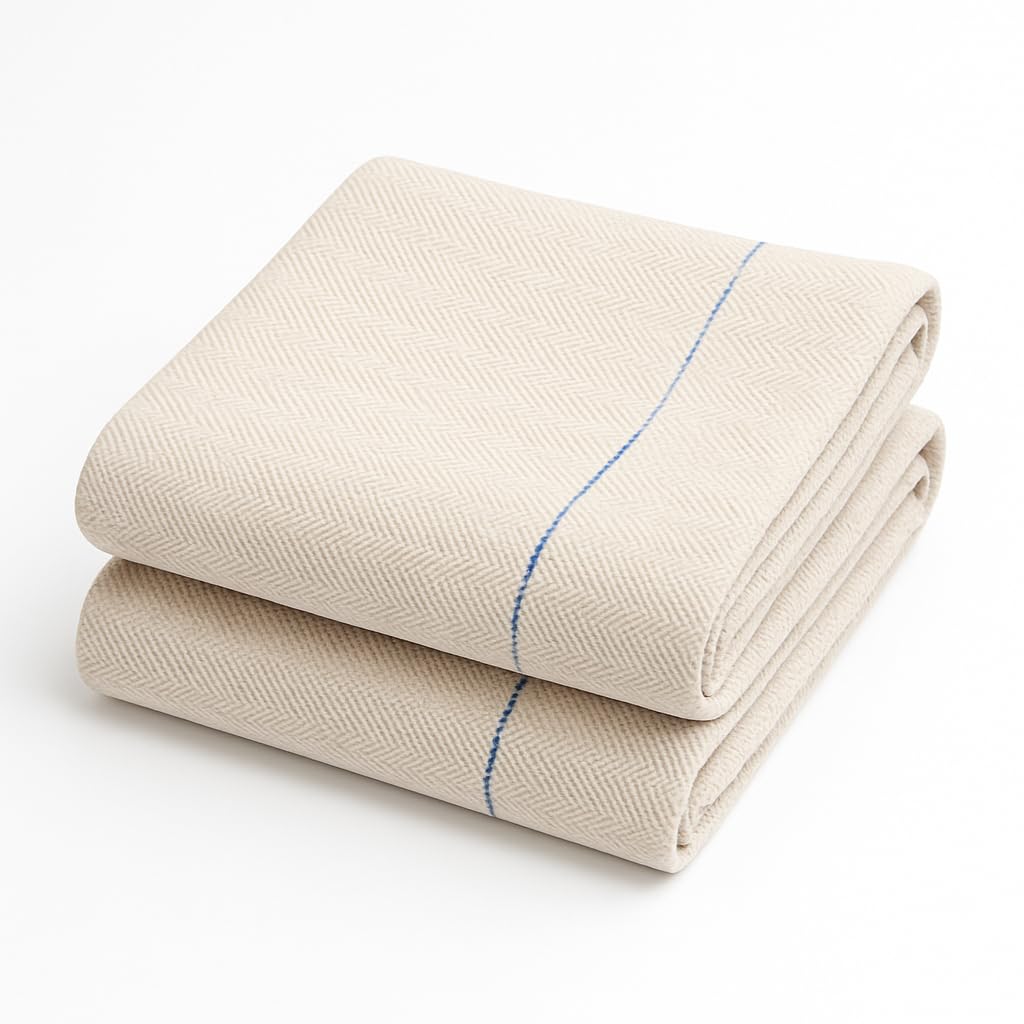 Pack of 2 Heavy Duty Oven Cloths, 100% Cotton Herringbone, Heat Resistant Thick Weave Kitchen Cloths, Professional Catering Dish Towel & Potholders, Large 48 x 76 cm, Washable & Reusable