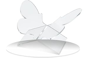 LIZ QNNALY Large Butterfly Clear Acrylic Book Stand - Perfect for Displaying Open Books on Your Coffee Table - Ideal for Bibles, Cook Books, Guest Books, Magazines, Each with a Lucite Paperweight