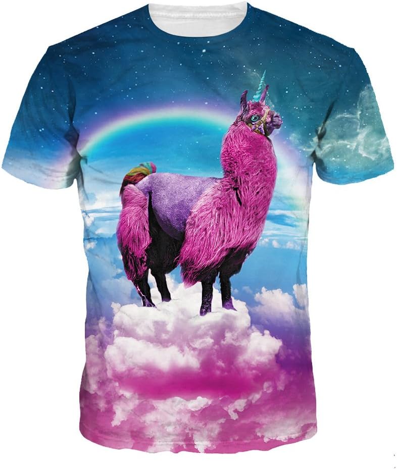 Huilinzeng Women's 3D Digital Printed Lion Skull Casual Personality T-Shirts
