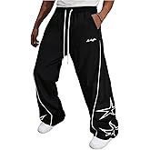GORGLITTER Men's Y2k Baggy Sweatpants Cross Print Wide Leg Sweatpants Hip Hop Workout Gym Track Pants Streetwear
