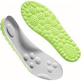 4D Pickleball Insoles for Men & Women - Memory Foam Soles Cloud Shoe Inserts - Trim to Fit Steppers Insoles for Foot Pain Fatigue Relief (Green, S)