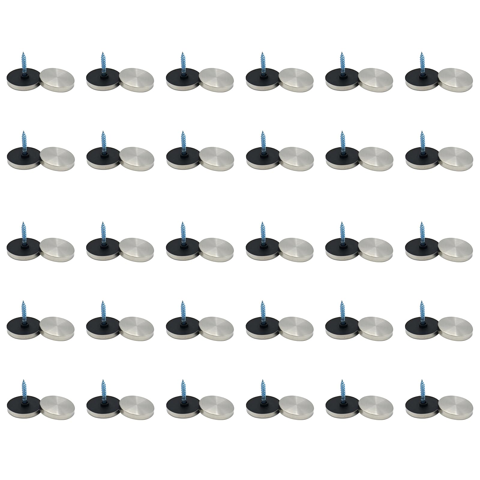 30 Pcs Mirror Screws, Stainless Steel Mirror Nails with 22MM Decorative Cap Covers,Mirror Screws with Washers for Mirrors,Tables,Wardrobes Glass