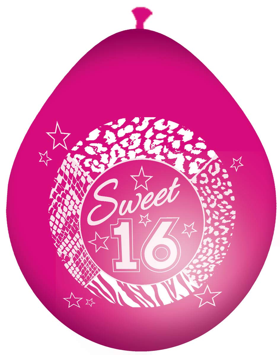 Folat - Sweet 16th Birthday Balloons - Pink - 12In / 30cm - 8 pieces