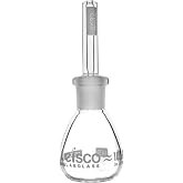 EISCO Pycnometer, Calibrated, 10mL - Specific Gravity Bottle with Flat Bottom &amp; Perforated Stopper - Borosilicate 3.3 Glass