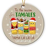 Tamale Ornament 2025, Funny Mexican Christmas Ornaments, Food Ornaments for Mexican Decor, Gifts for Foodie Friends Men Women, Ceramic Ornament for Christmas Tree Decorations