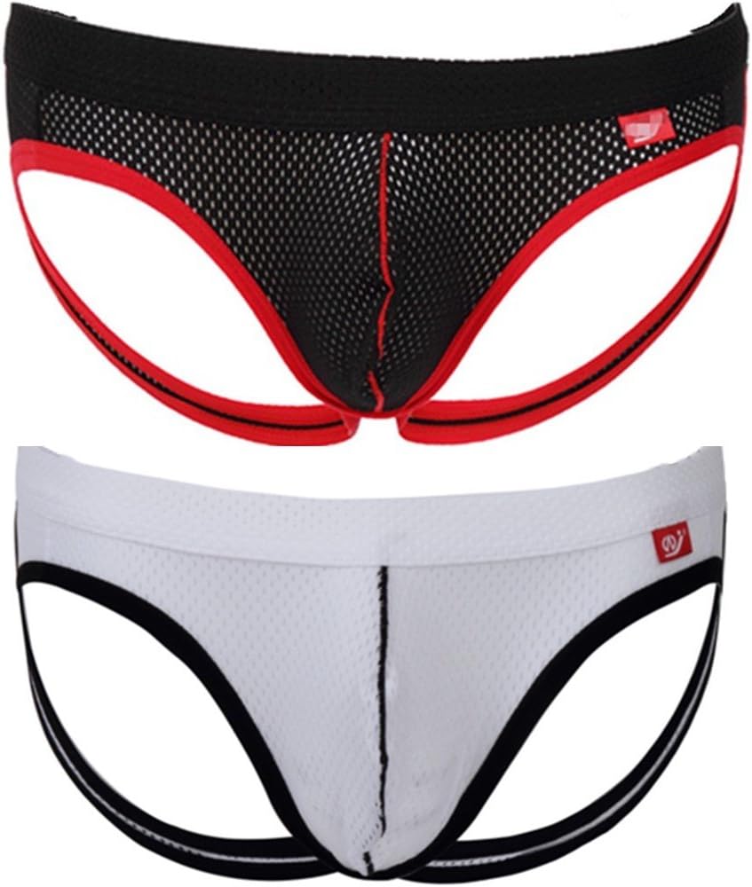 Usex Sense Mens Jockstrap Thongs Low Rise Briefs Underwear 2 Pack