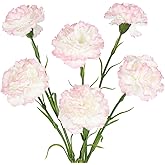 IPOPU Artificial Carnations,6PCS Real Touch Gradient Pink Artificial Flowers 20'' Long Stem Fake Carnations for Tall Vase Home Wedding Party Table Centerpieces Decor (Gradient Pink)