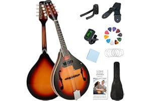 Eavnbaek Mandolin A Style Acoustic 8 String Mandolins Instrument Spruce Wood with Tuner Strings Gig Bag Strap Picks Hanger for Beginner Adults (Sunbrust-Acoustic)