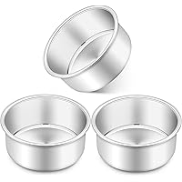 4 Inch Small Cake Pan Set of 3, Deedro Stainless Steel Cake Pans Mini Round Cake Baking Pans for Wedding Birthday Layer…