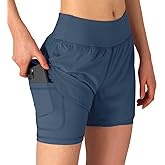Gopune Women's 2 in 1 Running Shorts Workout Athletic Gym Yoga Shorts Liner