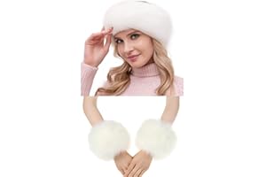 Fancylovesotio 2 Pieces Faux Fur Headband Arm Warmers Wrist Cuffs Earmuff Ear Warmer for Cold Weather Furry Costumes (White)