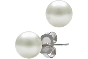 BELACQUA 14K Gold AAA Quality White Cultured Freshwater Pearl Stud Earrings