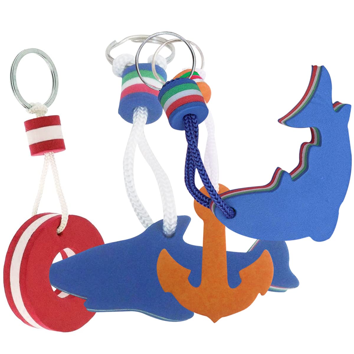 WideSmart 4 Pieces Floating Keyrings,Floating Key Fobs Boat Keychains Floating Buoy Boat Accessories Floating Keychain for Boating Fishing Sailing and Outdoor Sports