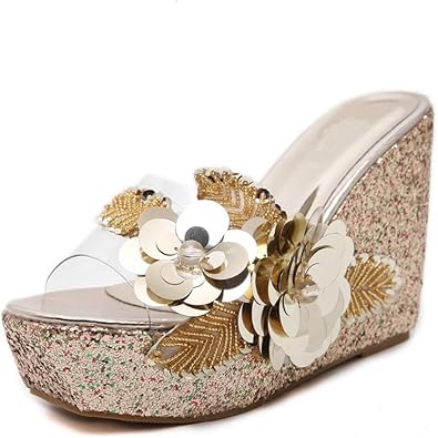 sequin platform sandals