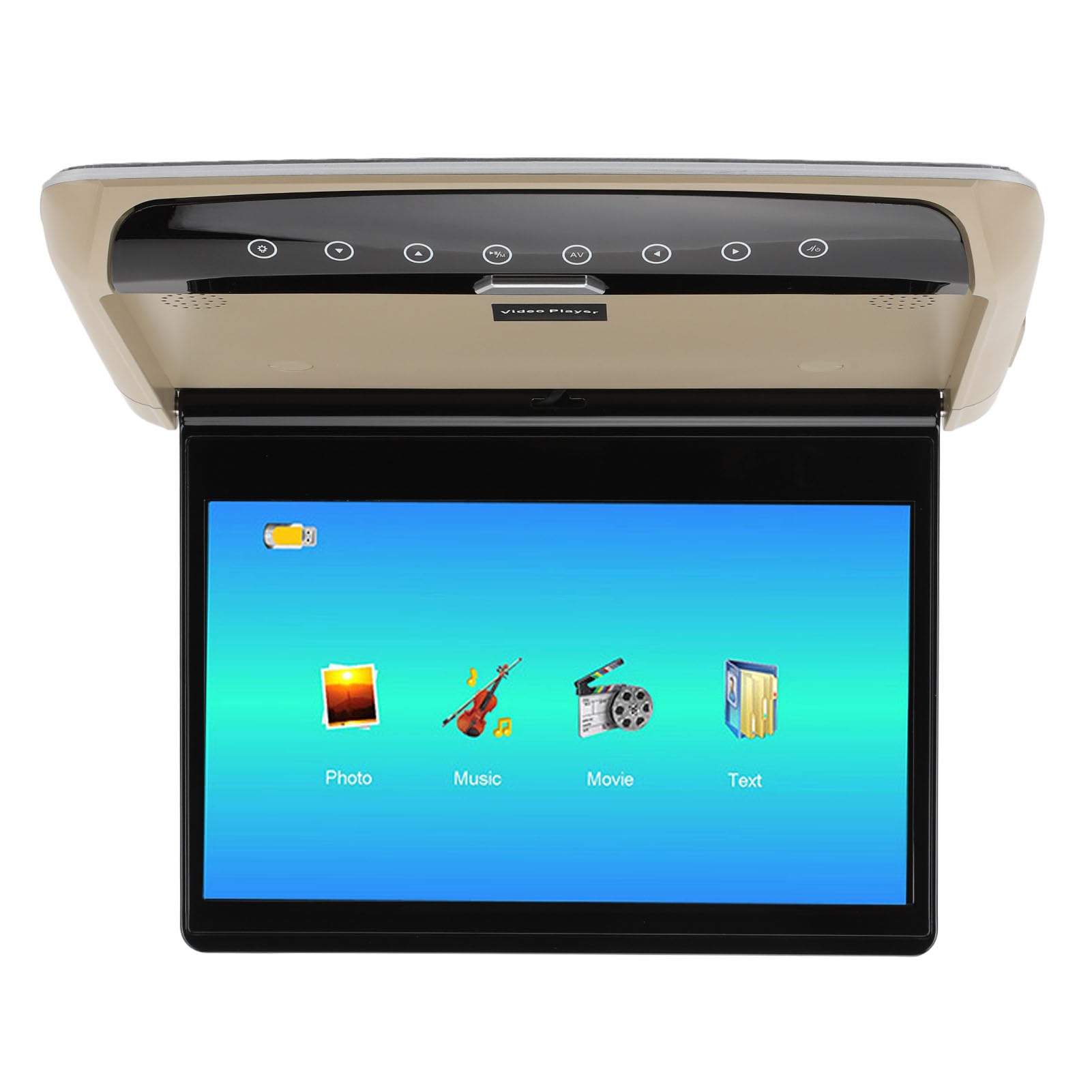 Car Overhead Player, IPS Screen 1080P HD Vehicle Flip Down Overhead Screen 11.6 Inch Car Roof Mount Monitor USB Input, 170 Deg Rear Entertainment for Business RV SUV (Beige)
