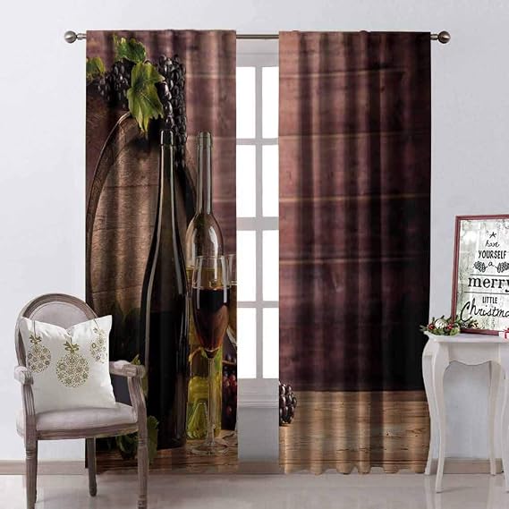 Amazon.com: Wine 99% Blackout Curtains Still Life of Wine with Wooden