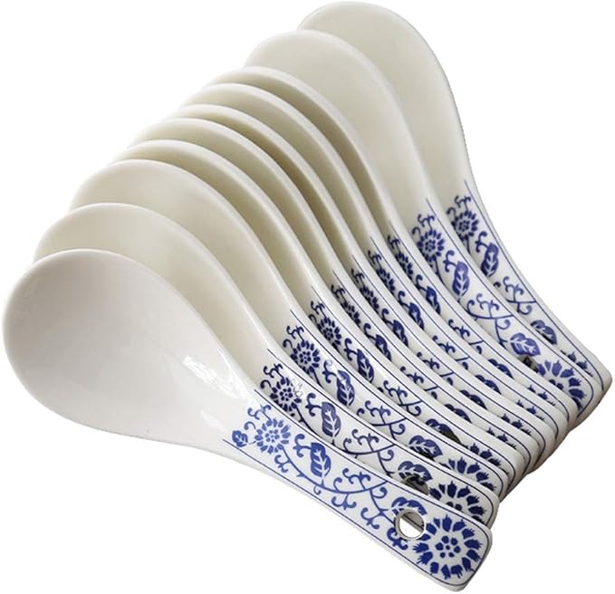 Spoon Handpainted Blue And White Porcelain Ceramic Soup Spoon Set