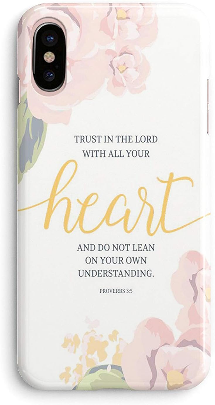 iPhone XR Case Girls,Funny Women Cute Flowers Floral Rose Design Christian Bible Verse Inspirational Life Quotes Proverbs 3:5 Trust Lord with Your Heart Soft Case Compatible for iPhone XR