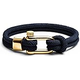 Elegatto Alchor Platinum Rope Bracelet for Men | Premium Nylon Marine Cord with Silver Polished Stainless Steel Shackle Closure | Waterproof and Fade-Resistant | Men’s Designer Bracelets