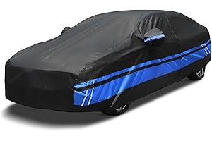 ATHUPEAD 10-Layer Car Cover Waterproof All Weather for Automobiles, Outdoor Full Covers with Rain Snow Sun UV Protection with Door Zipper, Universal Fit for Sedan, Size A4 (See Size Chart)