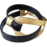 YKKZART Bracelets for Women Leather Bracelet Multi-Layer Rope Wrap Bangle 14k Gold Plated Cirle Hollow Tube Boho Cuff Bangle Bracelets for Women Gift