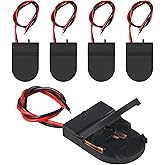 Alinan 5pcs Button Battery Holder Coin Cell Battery Holder with Switch CR2032 1 X 3V Battery Holder Battery Storage Boxes Cover with Wires On ON-Off Switch Socket Container (Black)